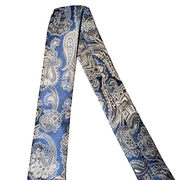 Jos. A. Bank Y-shaped Y-Shaped Paisley Print Tan Blue Adjustable Suspenders - Picture 3 of 6